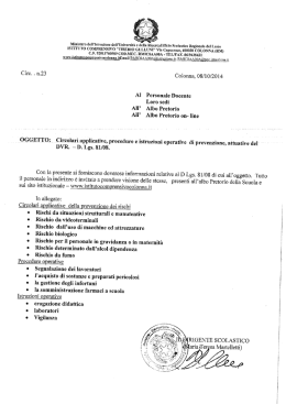 Circolari applicative, procedure e istruzioni operative di prevenzione