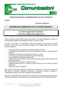 La nuova legge sulla sicurezza e le prime disposizioni