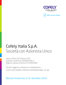 Bilancio d`esercizio Cofely Italia al 31 Dicembre 2014