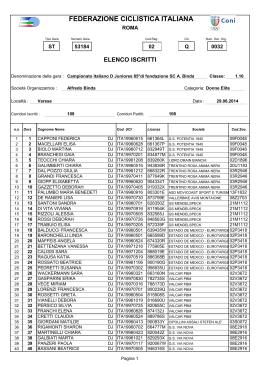 Scarica l`Elenco Iscritti Donne Junior