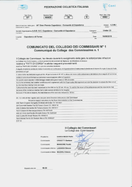 Comunicato - Gran Premio di Capodarco