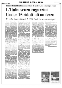 L`Italia senza ragazzini Under 15 ridotti di un terzo