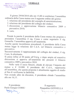 stato patrimoniale al 31.12.2009 - Cassa Mutua fra il Personale