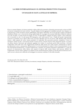 La crisi internazionale e il sistema produttivo italiano