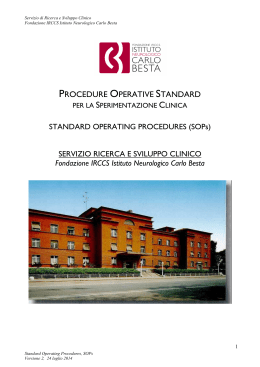 procedure operative standard - Istituto Neurologico Carlo Besta
