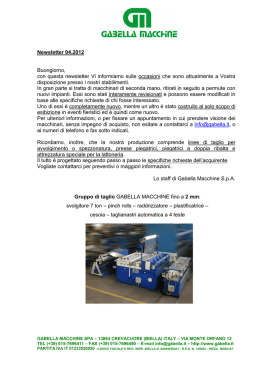 Newsletter 04.2012 Buongiorno, con questa newsletter Vi