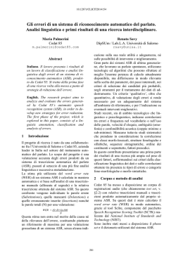 Gli errori di un sistema di riconoscimento automatico - CLiC