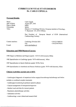 CURRICULUM VITAE ET STUDIORUM