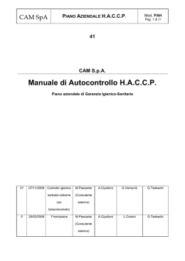 Manuale HACCP - Consorzio Acquedottistico Marsicano