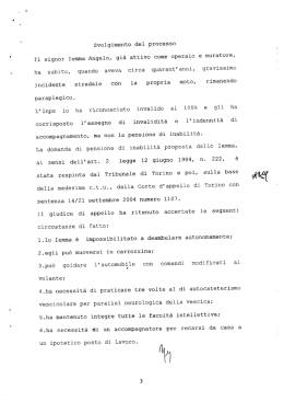 Svolgimento del processo Il signor lemma Angelo, gi&agrave; attivo come