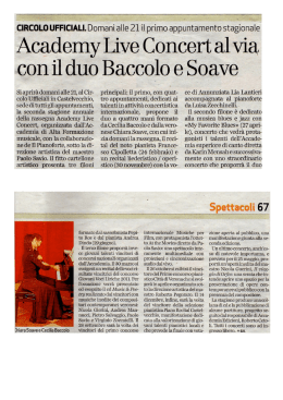 CIRCOLO UFFICIALI. Domani alle 21 il primo