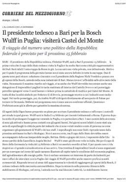 Il presidente tedesco Wulff a Bari per la Bosch