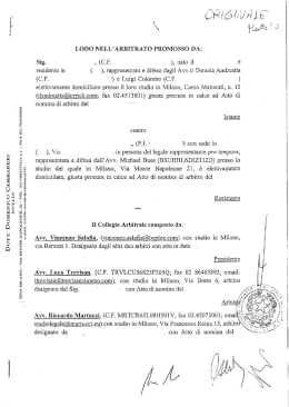 Page 1 ft/ft`li: la, J &raquo;` LODO NELL`ARBITRATO PROMOSSO DA: ) ma