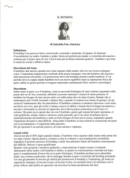 IL BONDING di Gabriella Fois, Ostetrica Deﬁnizione: