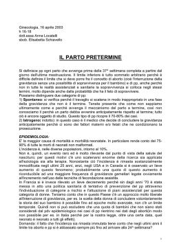 IL PARTO PRETERMINE