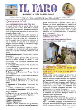 Il FARO – Quaresima 2015 - Parrocchia San Paolo Apostolo