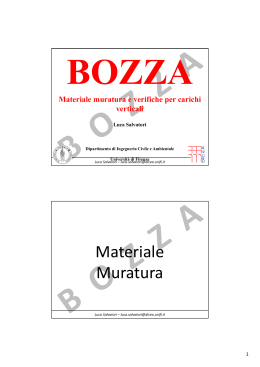 Materiale muratura e verifiche per carichi verticali