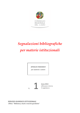 Segnalazioni bibliografiche per materie istituzionali