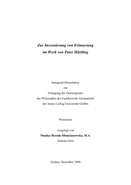 Zur Inszenierung von Erinnerung im Werk von Peter H&auml;rtling