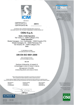 ISO9001:2008 certificati ICIM e IQNET