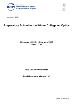 Preparatory School to the Winter College on Optics - Indico