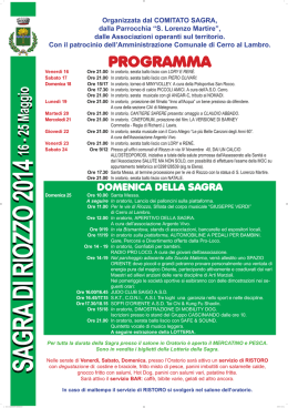 Organizzata dal COMITATO SAGRA, dalla Parrocchia &ldquo;S. Lorenzo