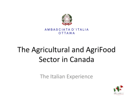 The Agricultural and AgriFood Sector in Canada