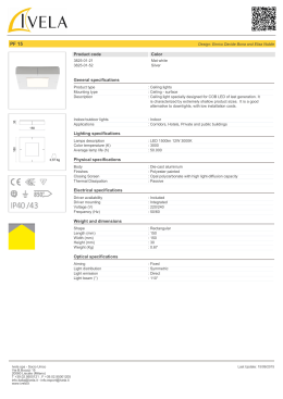 Product code Color General specifications Lighting