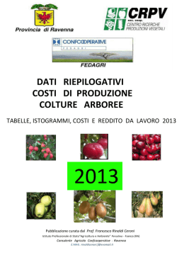 dati riepilogativi costi di produzione colture arboree