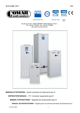 MANUALE D`ISTRUZIONI - &ldquo;Quadri automatici di rifasamento tipo G