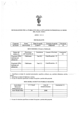 dichiarazione per la pubblicità della situazione patrimoniale ai sensi