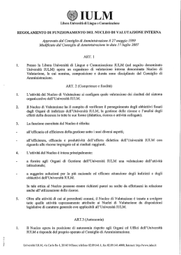 regolamento di funzionamento del nucleo di valutazione interna