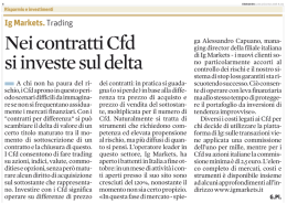 Nei contratti Cfd si investe sul delta
