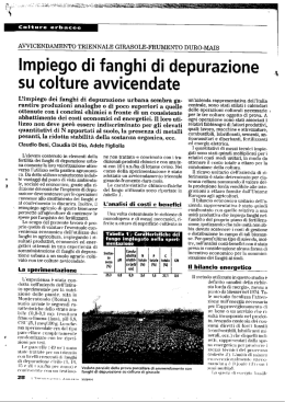 Impiego di fanghi di depurazione su colture avvicendate