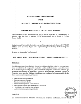 MEMORANDO DE ENTENDIMIENTO ENTRE
