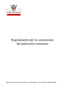Regolamento per la concessione del patrocinio comunale, ai sensi