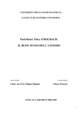 Paul-Henri Thiry d`HOLBACH: IL BUON SENSO DELL