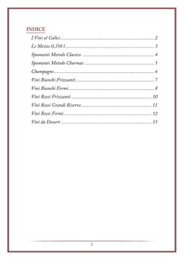 La carta dei vini