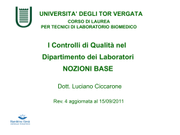 Controlli di Qualita - dott. Luciano Ciccarone