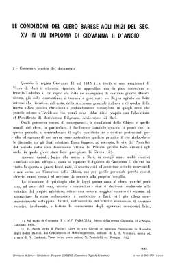 le condizioni del clero barese agli inizi del sec. xv in un diploma di