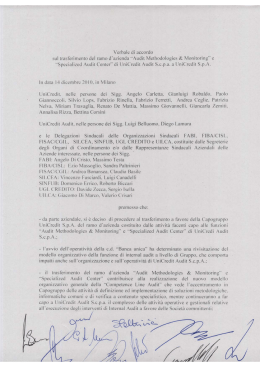 Verbale di accordo sul trasferimento del ramo d`azienda
