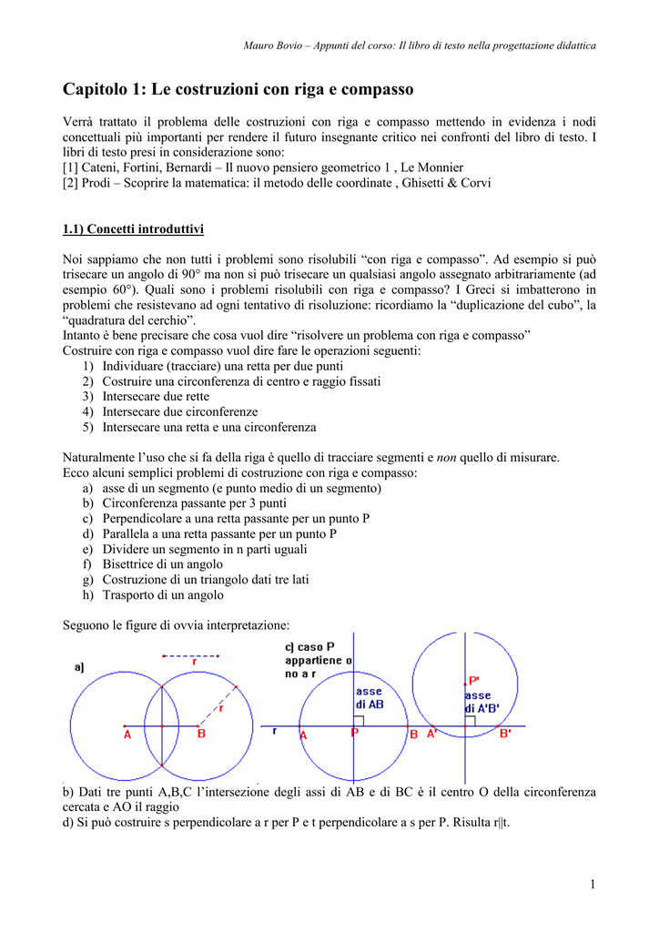 Capitolo 1 Le Costruzioni Con Riga E Compasso