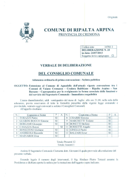 Deliberazione di C.C. n. 25 anno 2013