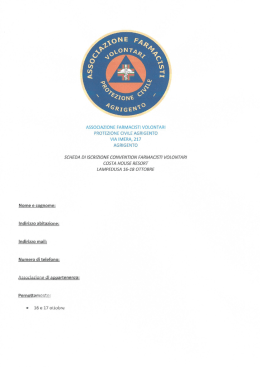 Scheda di iscrizione - Associazione nazionale farmacisti volontari