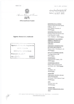 Oggetto: Revoca A.I.C. medicinali