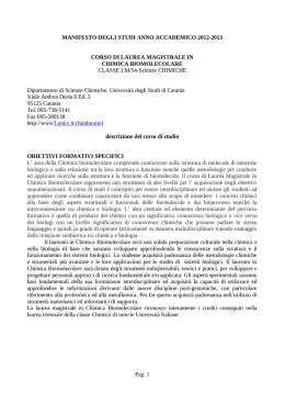 Manifesto degli Studi Magistrale Chimica Biomolecolare AA. 12-13