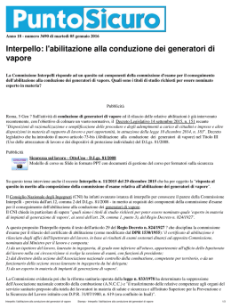 Interpello: l`abilitazione alla conduzione dei generatori