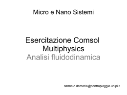 Esercitazione Comsol Multiphysics Analisi fluidodinamica