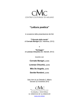 &ldquo;Lettura poetica&rdquo; - Centro Culturale di Milano