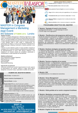 MASTER in Congress Management e Marketing degli Eventi